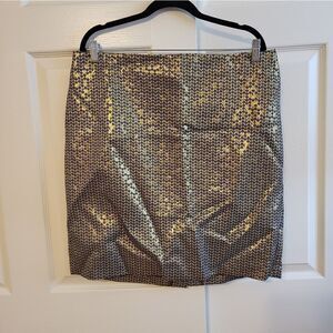 NWOT Sunny Leigh gold metallic midi skirt